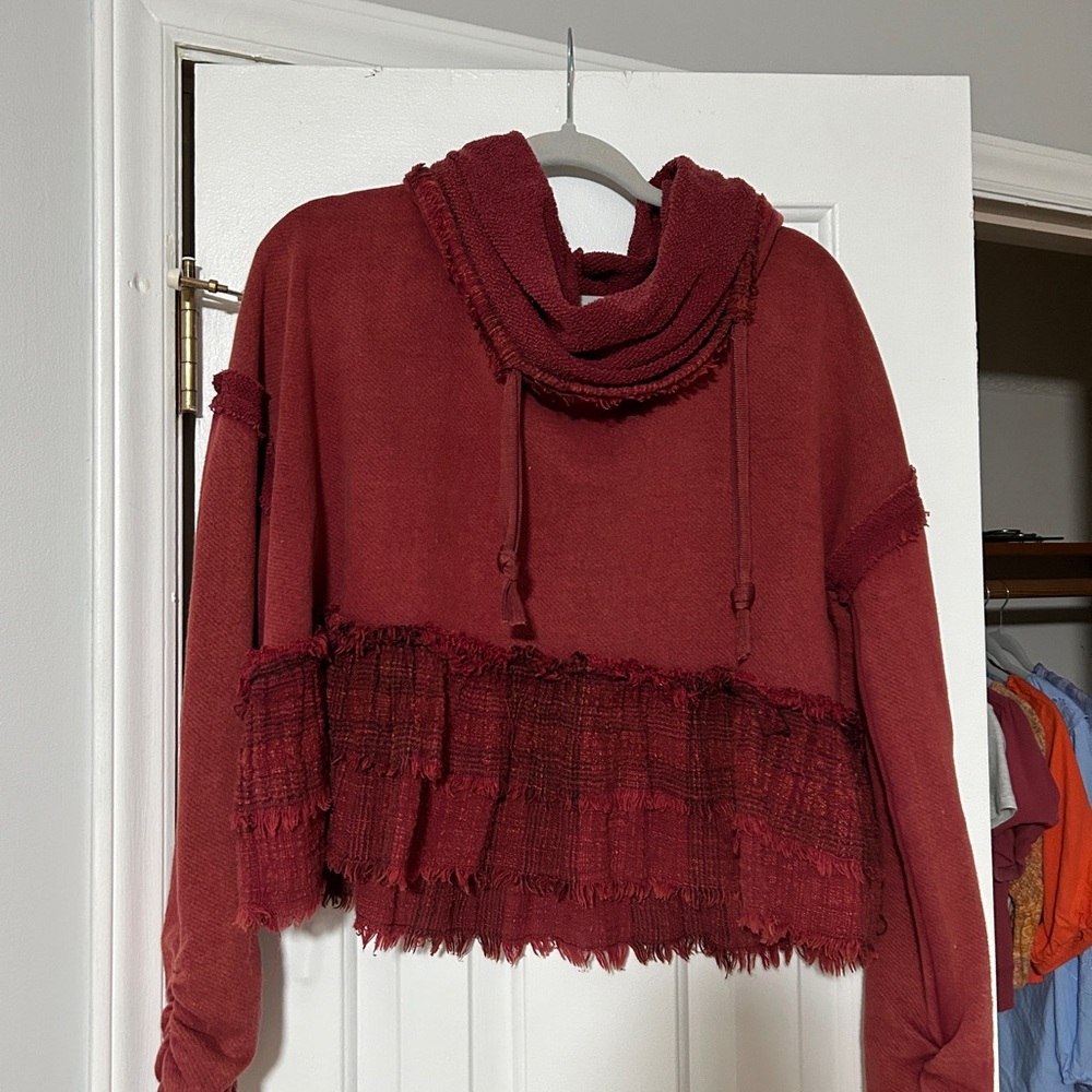 Free people burgundy hoodie sweater